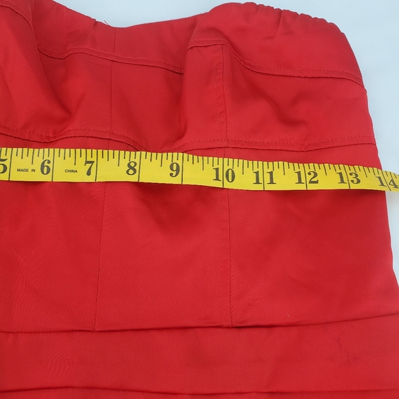 Express Red Strapless Ruffled Size 4 Dress - Picture 11 of 16